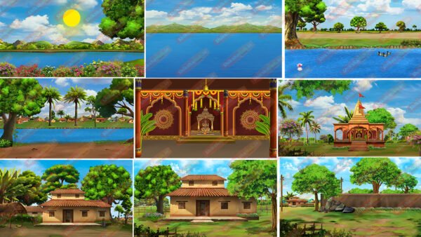Premium Palace, Jungle, Khet, River, Temple & Village Background Bundle - PSD file (Pack of 52) - Image 8