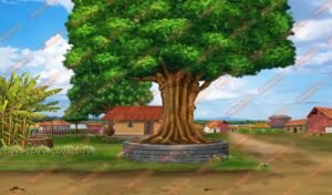 Village Background with Day, Evening and Night Scene - (PSD File)