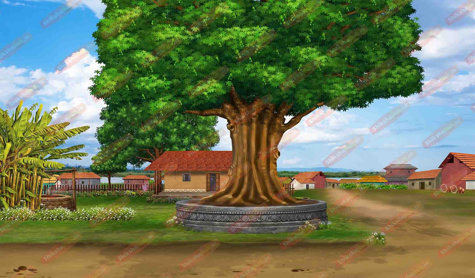 Village Background with Day, Evening and Night Scene – (PSD File)